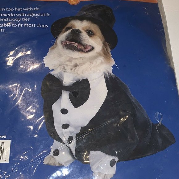 Groom Pet Halloween Costume Adjustable One Size Cats Dogs  Black White - Picture 2 of 3